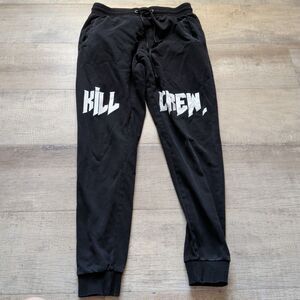 Kill Crew Black Jogger Sweatpants Men's Small S Drawstring Graphic MMA Training